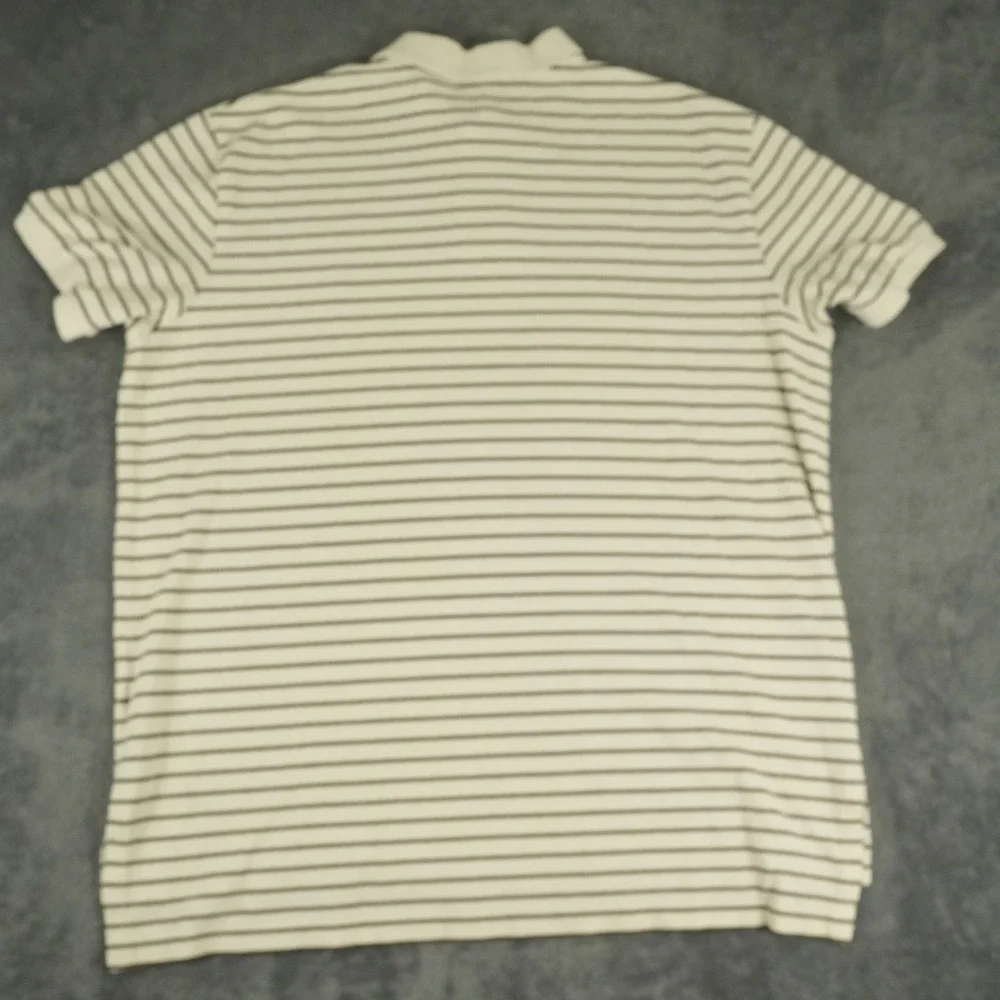 Polo Ralph Lauren Polo Shirt Mens XL Cream Brown Striped Custom Fit Short Sleeve